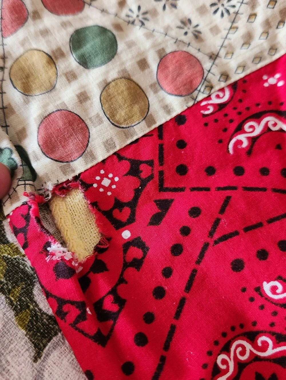 HANDMADE Patchwork Quilt Tied 80 x 65 Floral Vintage Multicolor Cottage Cabin